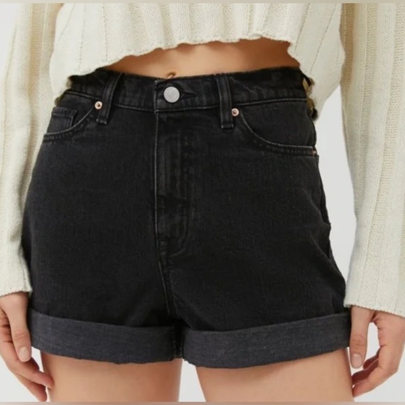 Express Black Jean Mom Shorts Shortie High Rise for Women Size 2 - Picture 1 of 12